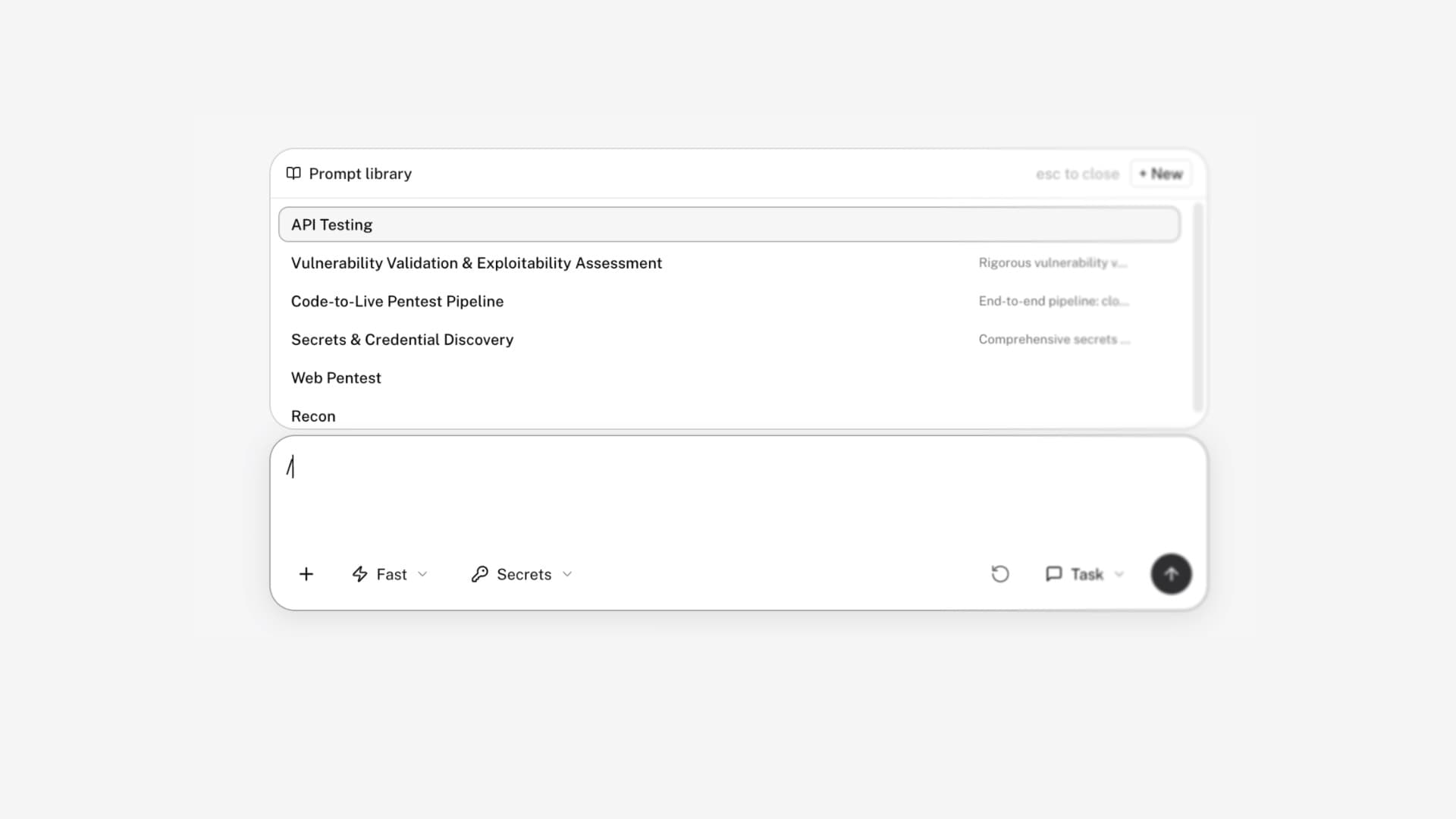Prompt library and /commands